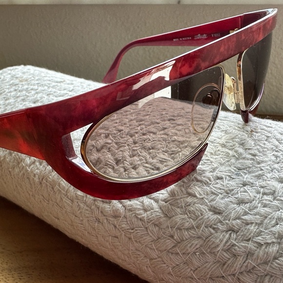 Vintage 80’s Silhouette Mask Lenses Red Marble/gold accents-M8020/V6053 Austria - Picture 7 of 12